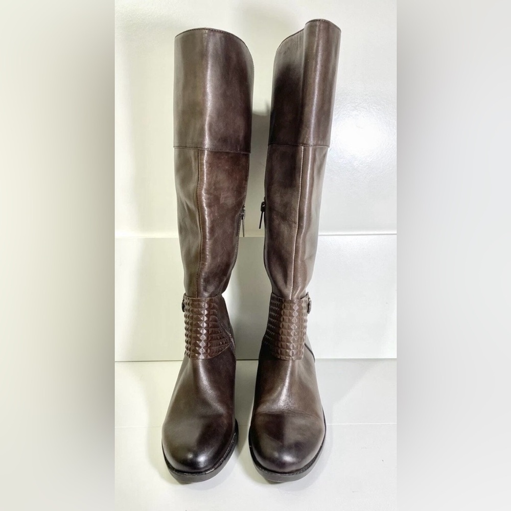 Vince Camuto Leather Knee High Boots 7.5 Brown Riding Buckle Fall Riding Style - Picture 4 of 11
